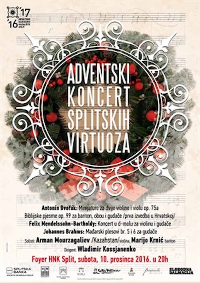 Splitski virtuozi – Adventski koncert i degustacija vina u subotu 10.prosinca u 20h u HNK Split