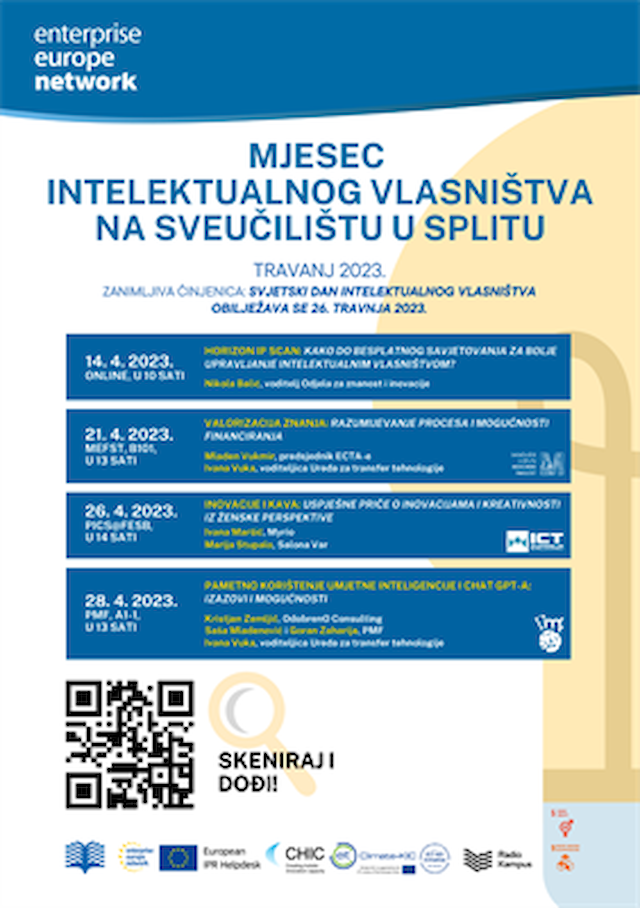 Mjesec inteletkualnog vlasništva na Sveučilištu u Splitu - radionice i predavanja za znanstvenike i studente