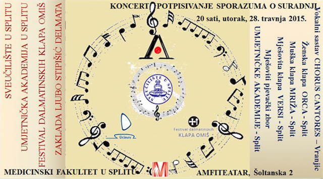 Potpisivanje sporazuma o suradnji Sveučilišta, Akademije, Festivala dalmatinskih klapa Omiš i Zaklade Ljubo Stipišić Delmata